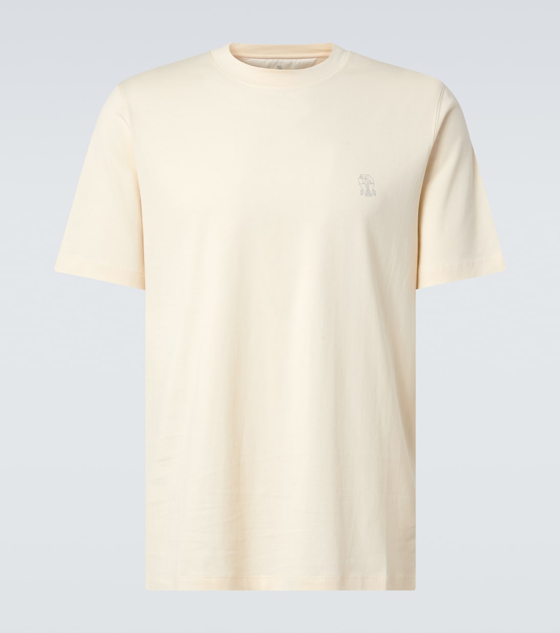 T-shirt in jersey di cotone con logo | Brunello Cucinelli