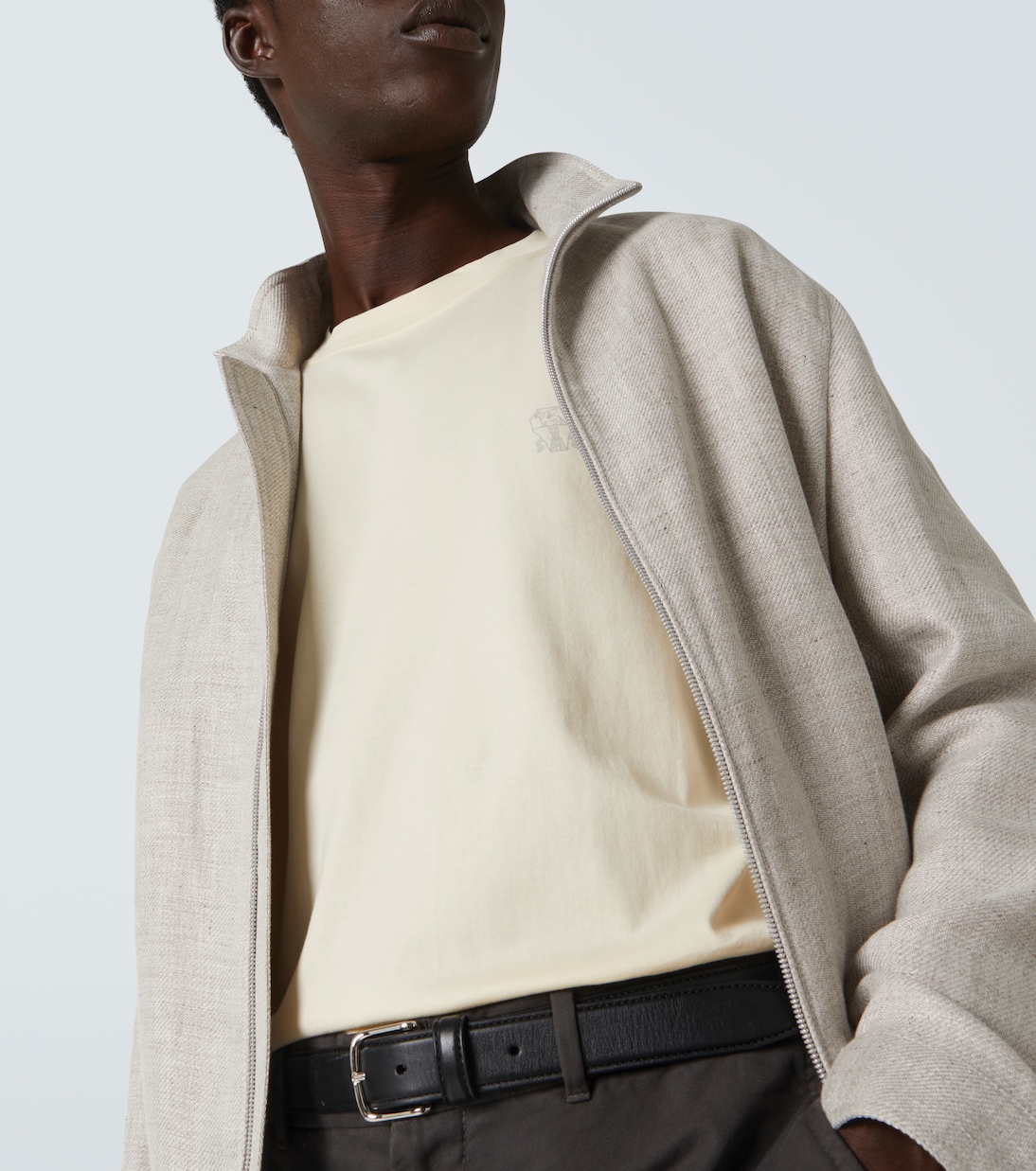 T-shirt in jersey di cotone con logo | Brunello Cucinelli