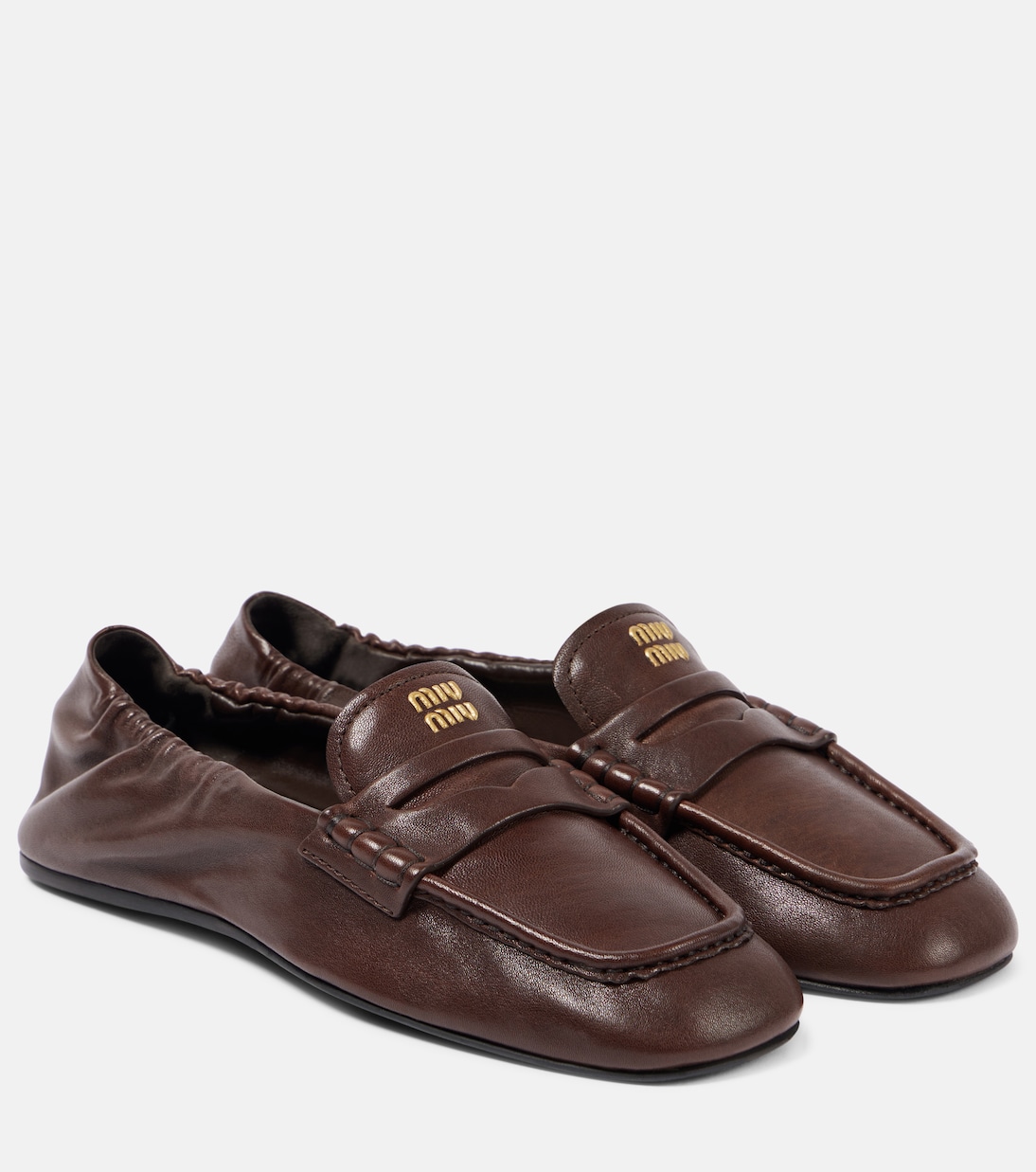 Logo leather penny loafers | Miu Miu