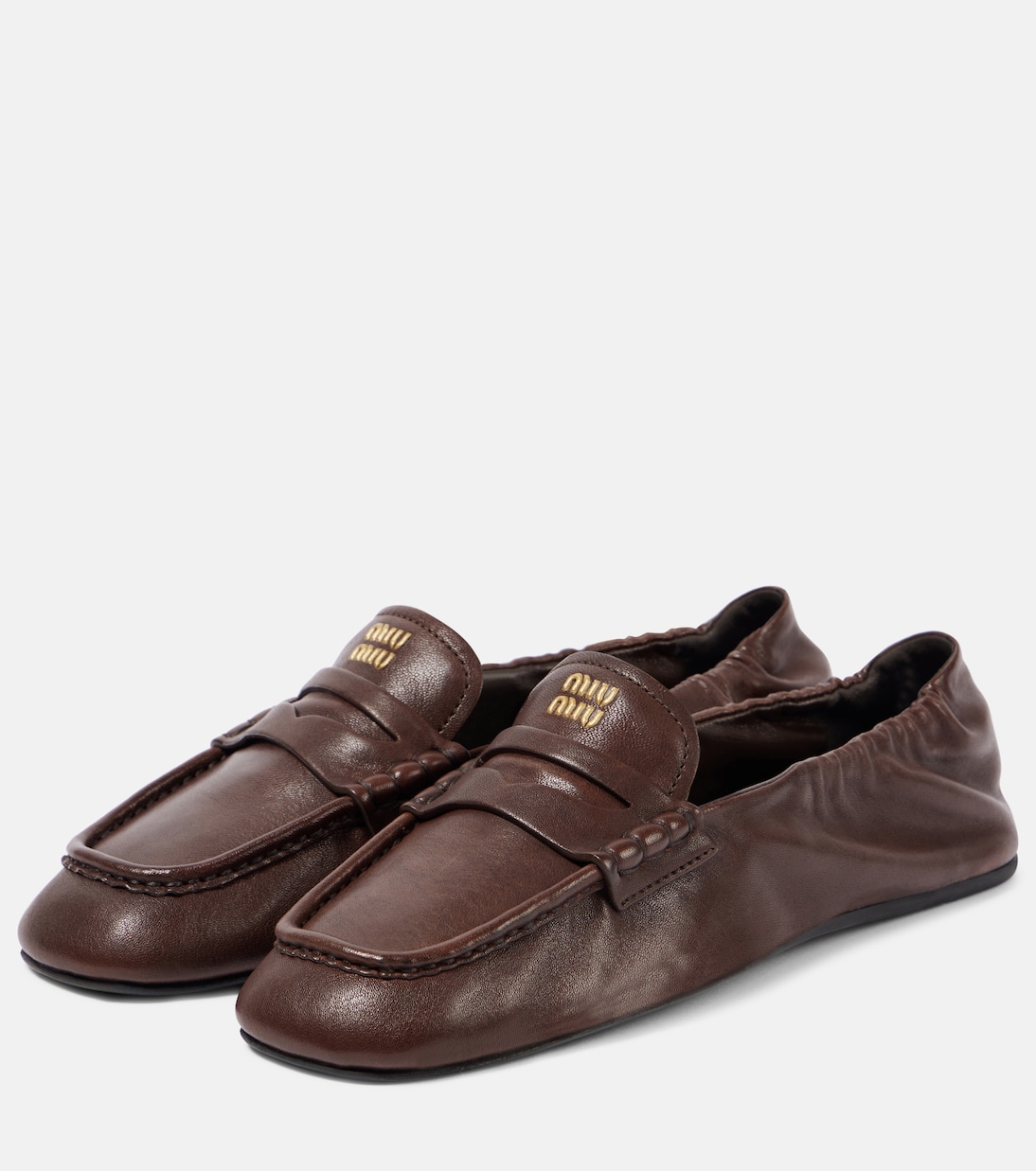 Logo leather penny loafers | Miu Miu