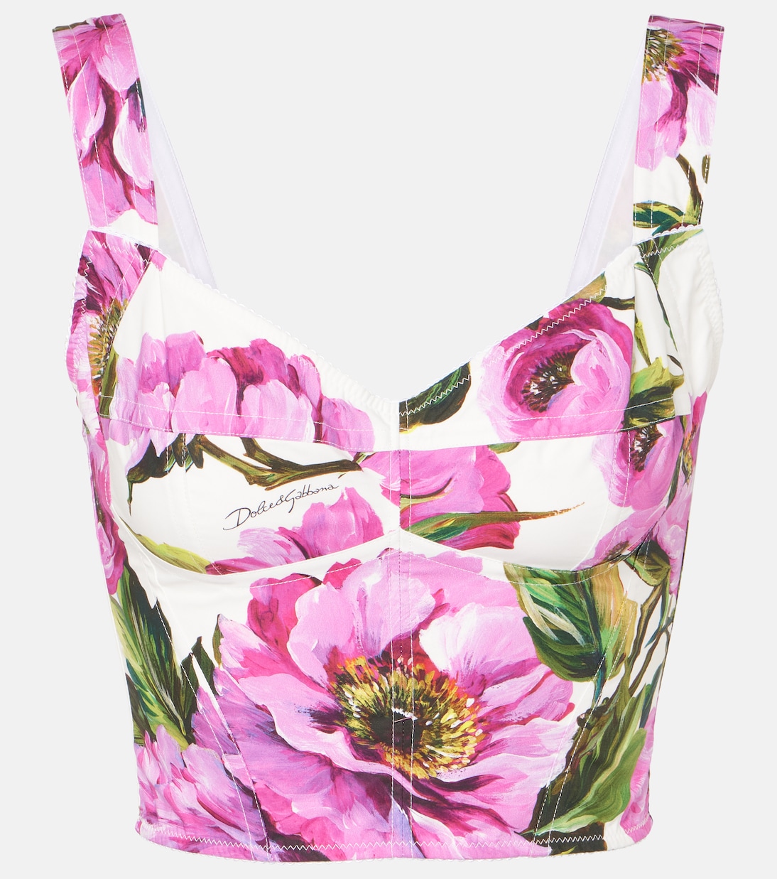 Bustier en coton mélangé à fleurs | Dolce&Gabbana