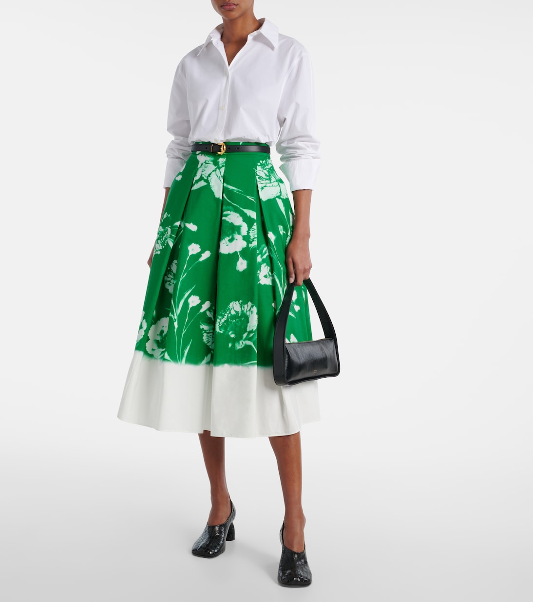 Falda midi plisada de algodón floral | Erdem
