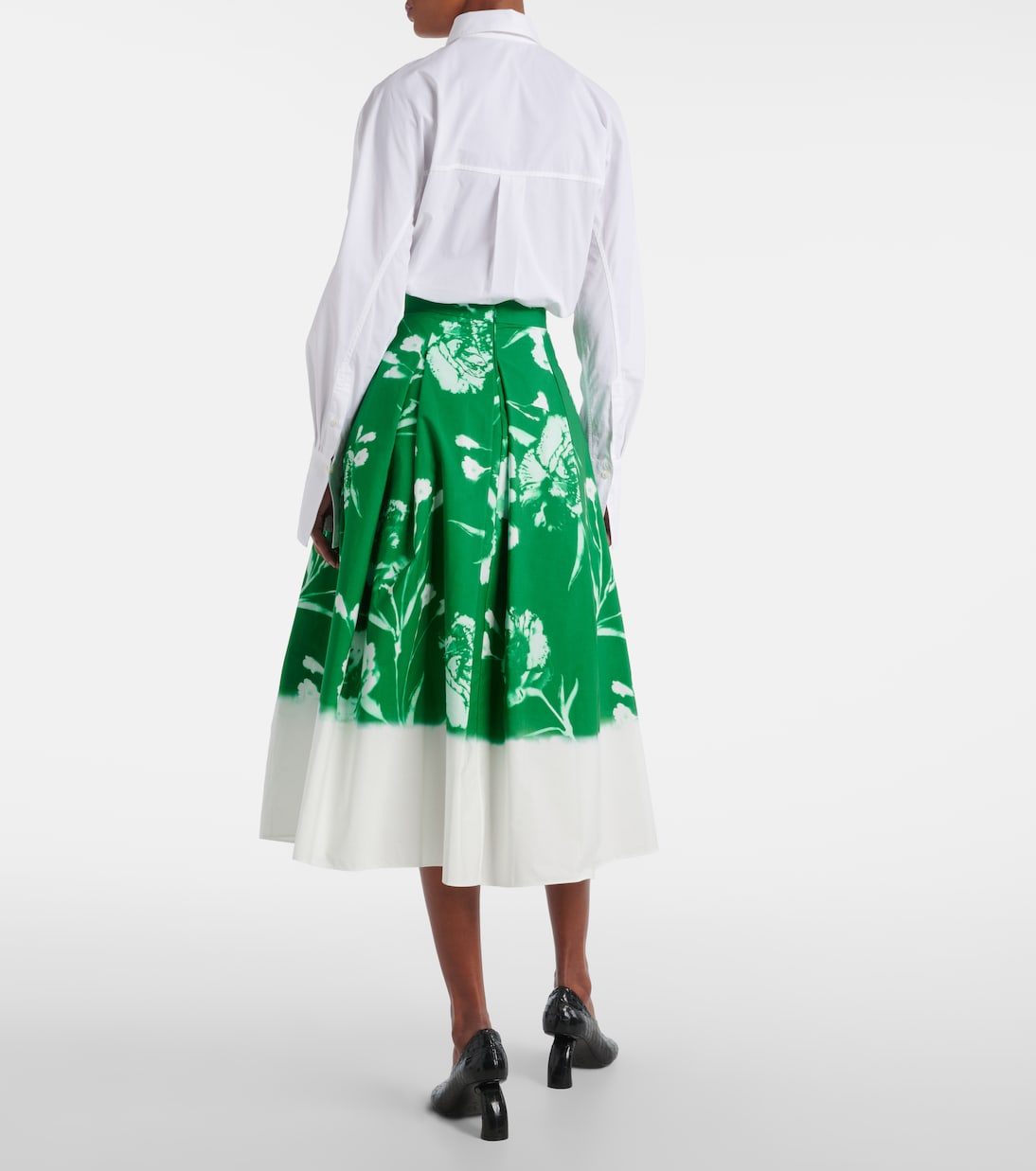 Falda midi plisada de algodón floral | Erdem