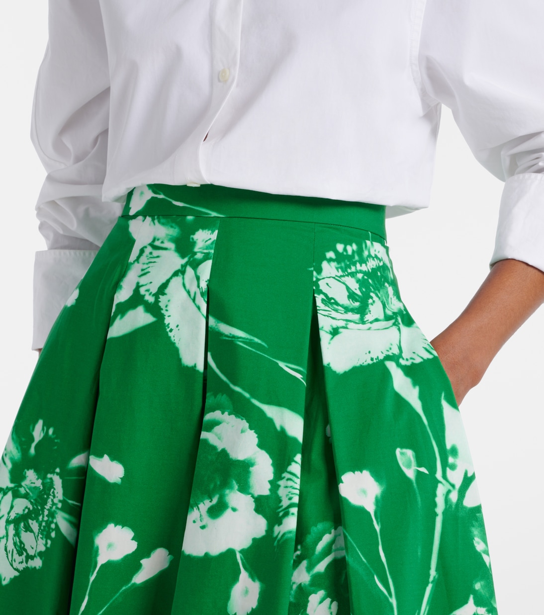 Falda midi plisada de algodón floral | Erdem