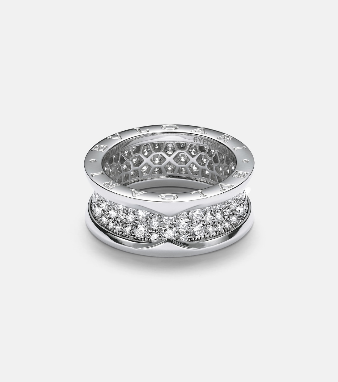 Anello B.zero1 in oro bianco 18kt con diamanti | Bvlgari