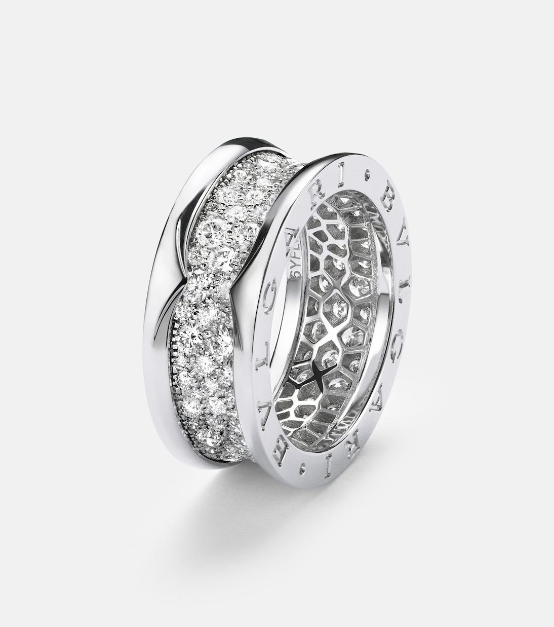 Anello B.zero1 in oro bianco 18kt con diamanti | Bvlgari