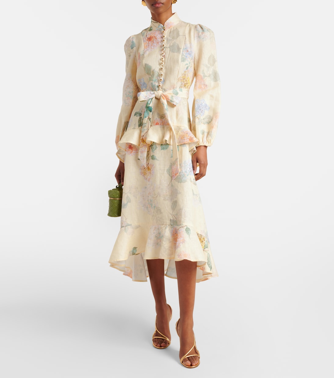 Abito midi Illuminate in lino con stampa | Zimmermann