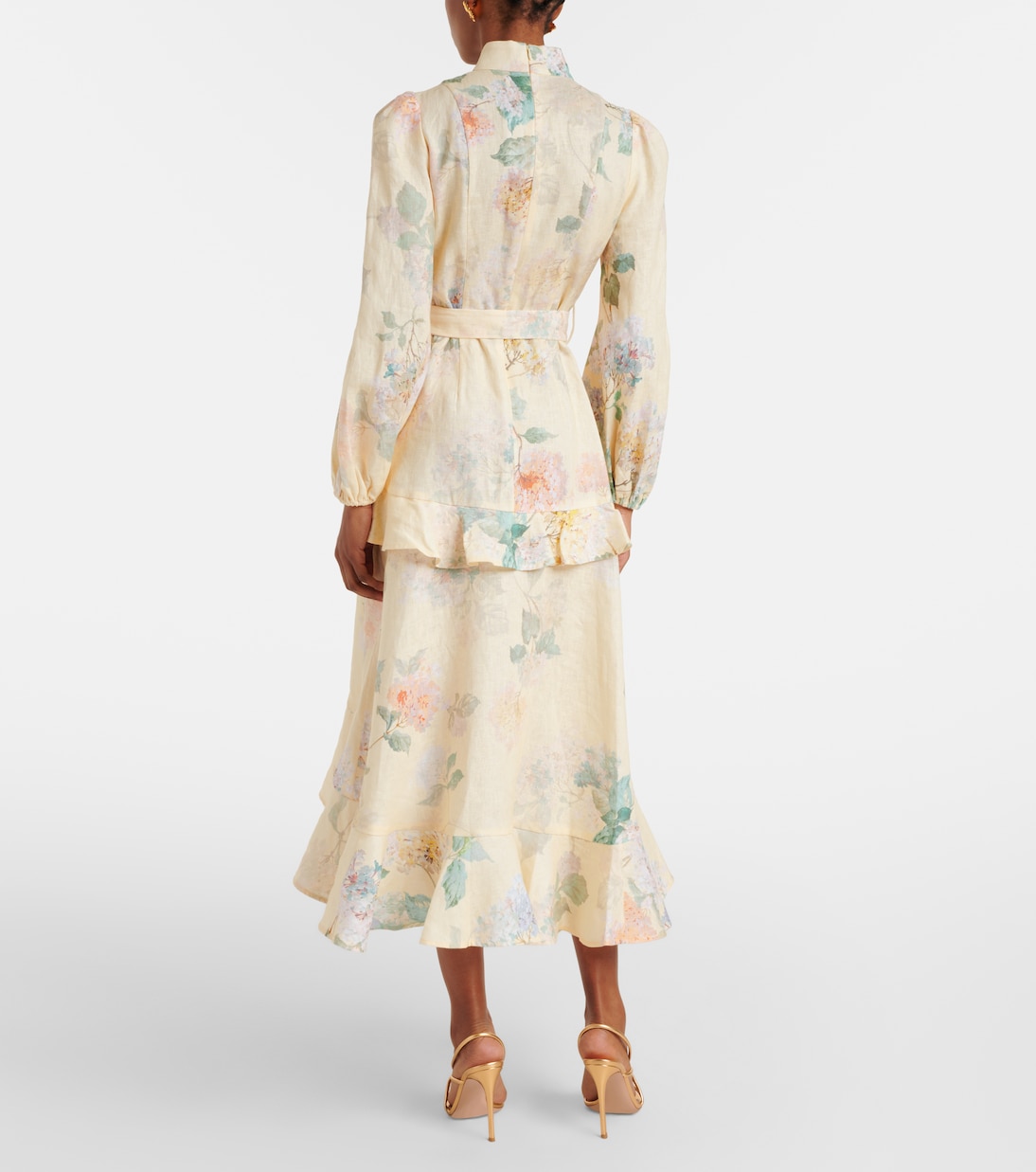 Abito midi Illuminate in lino con stampa | Zimmermann