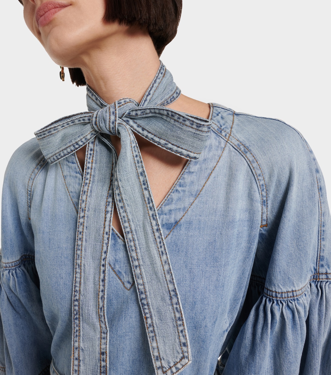 Abito corto di jeans con fiocco | Zimmermann