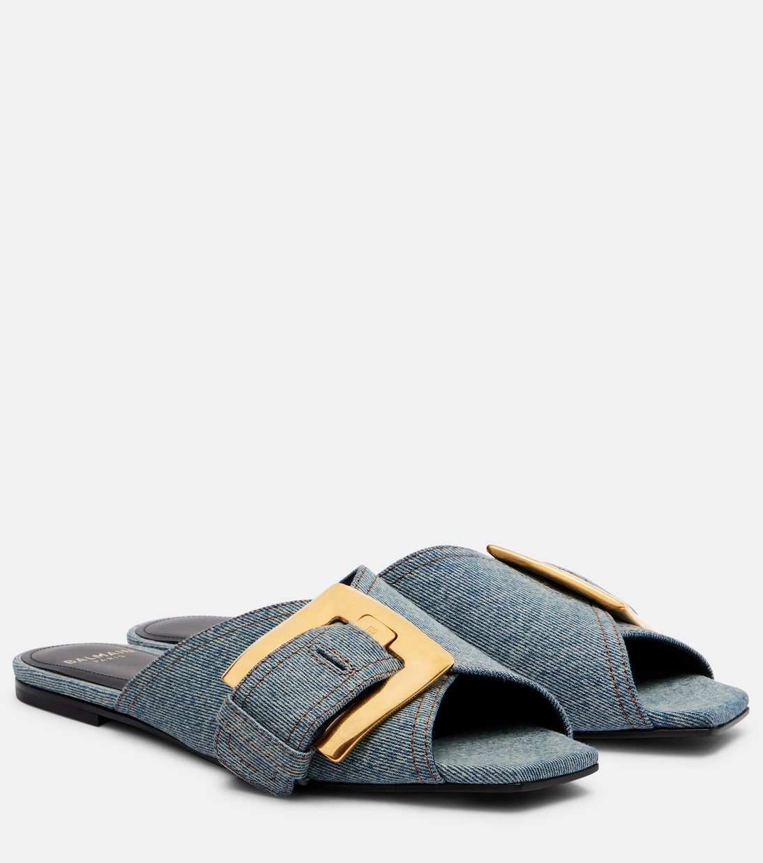 Anthem cotton denim flat sandals | Balmain