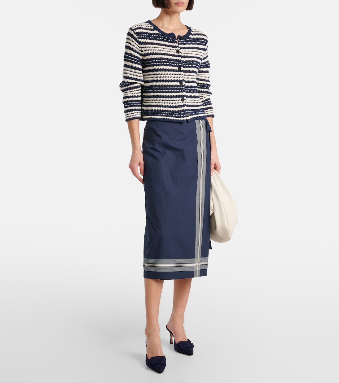 Open-knit striped cotton cardigan | Vince
