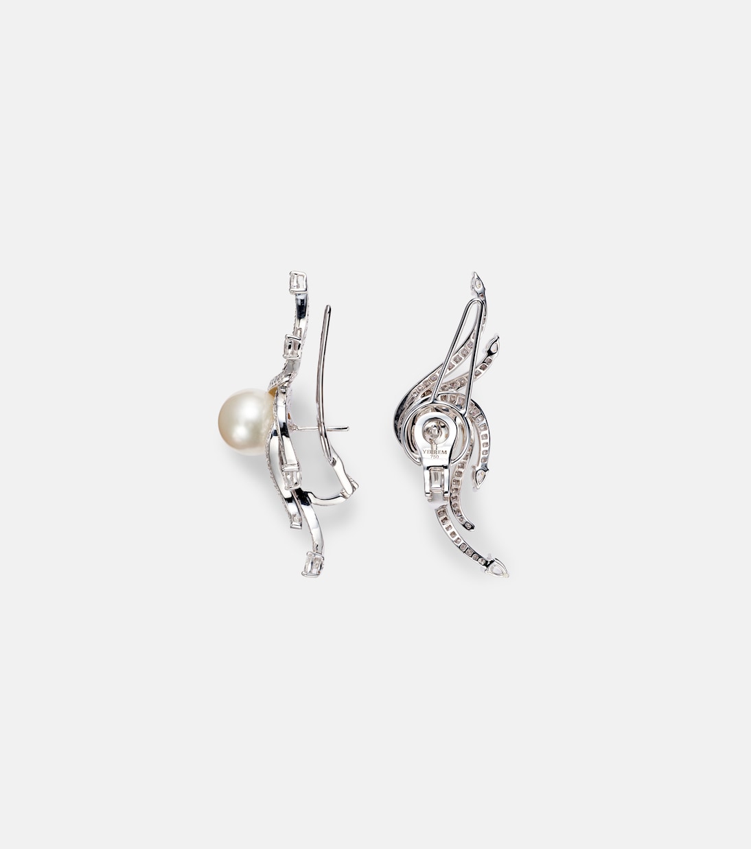 Pearlescent 18kt white gold earrings with diamonds and pearls | Yeprem