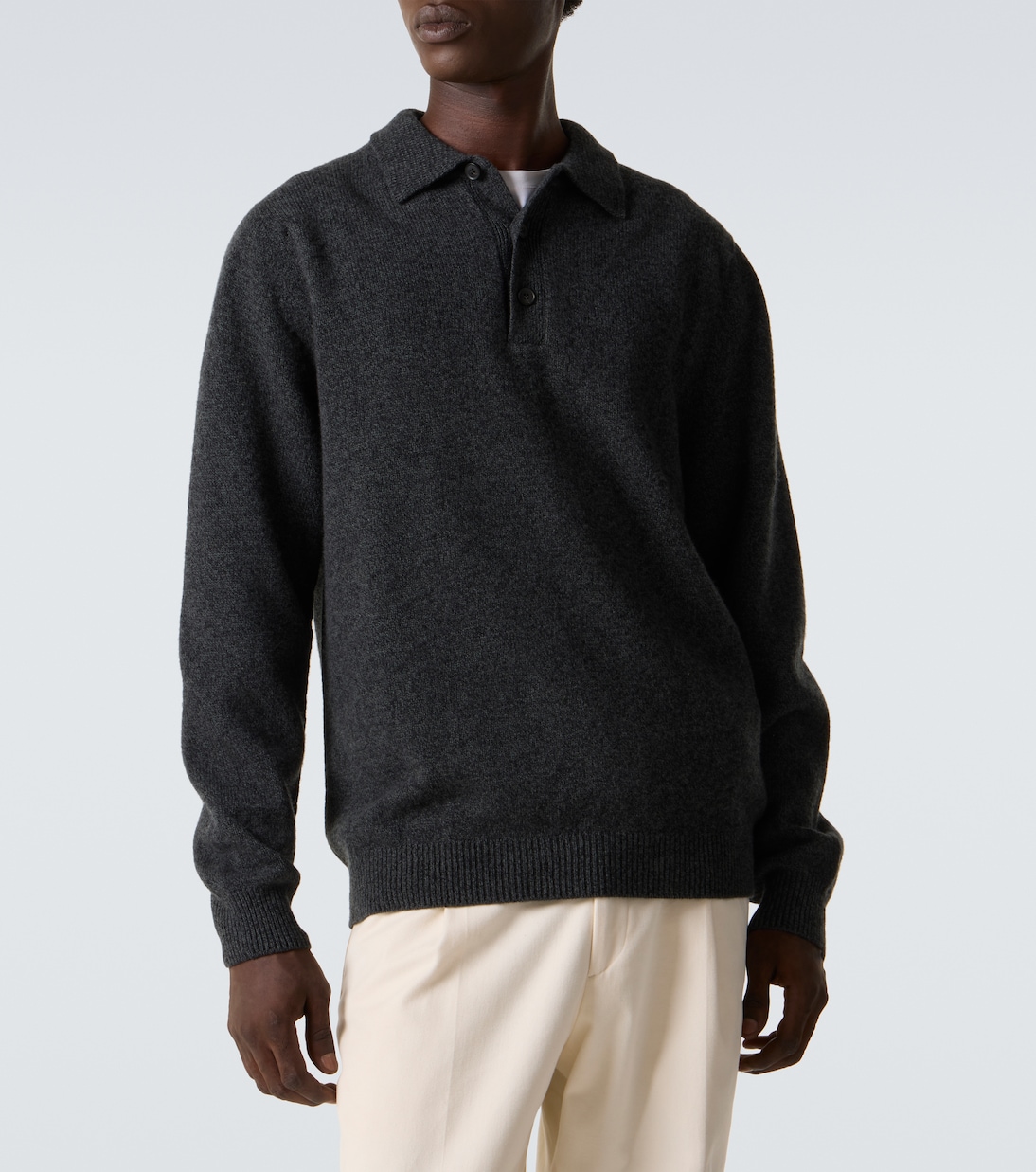 Wool polo sweater | Sunspel
