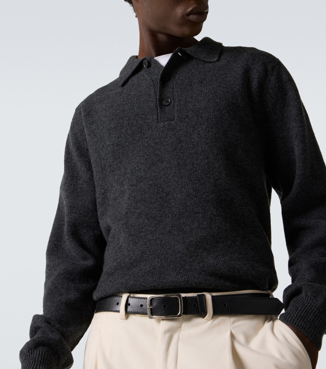 Wool polo sweater | Sunspel
