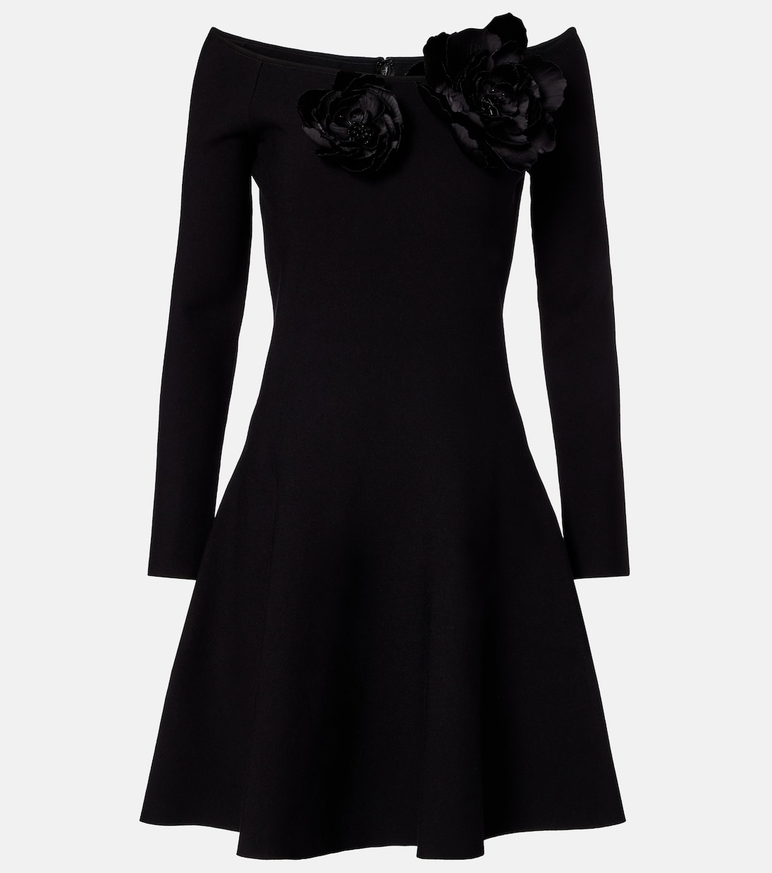 Floral-appliqué off-shoulder minidress | Oscar de la Renta