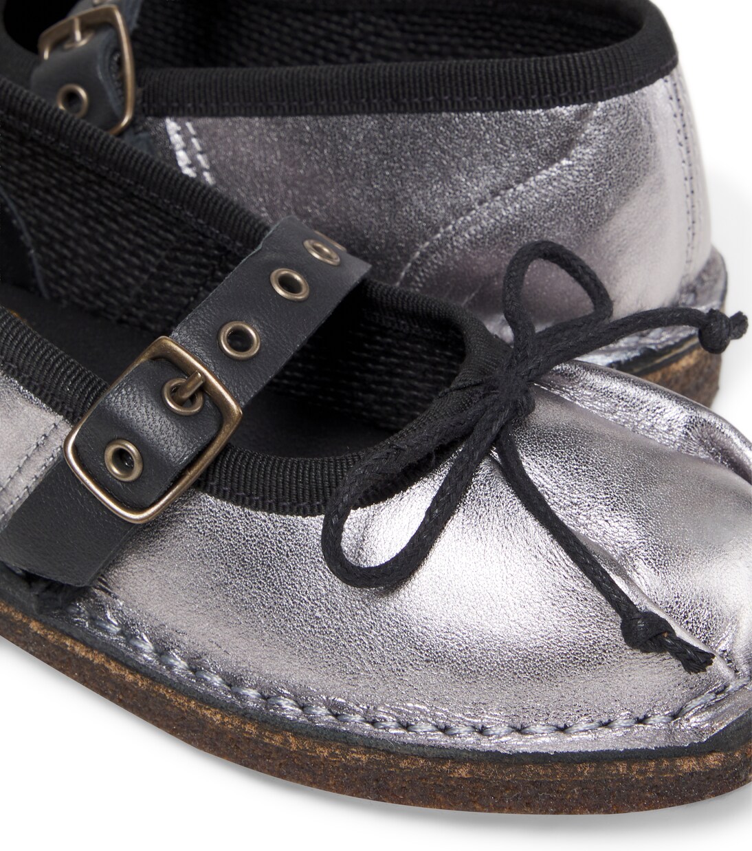 Metallic leather Mary Jane flats | PèPè
