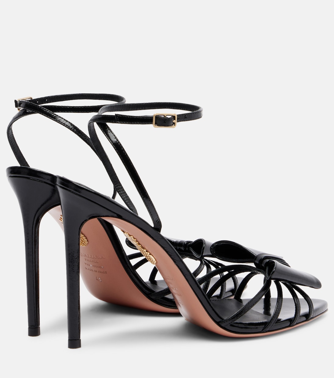 Black Tie 105 bow-detail leather sandals | Aquazzura