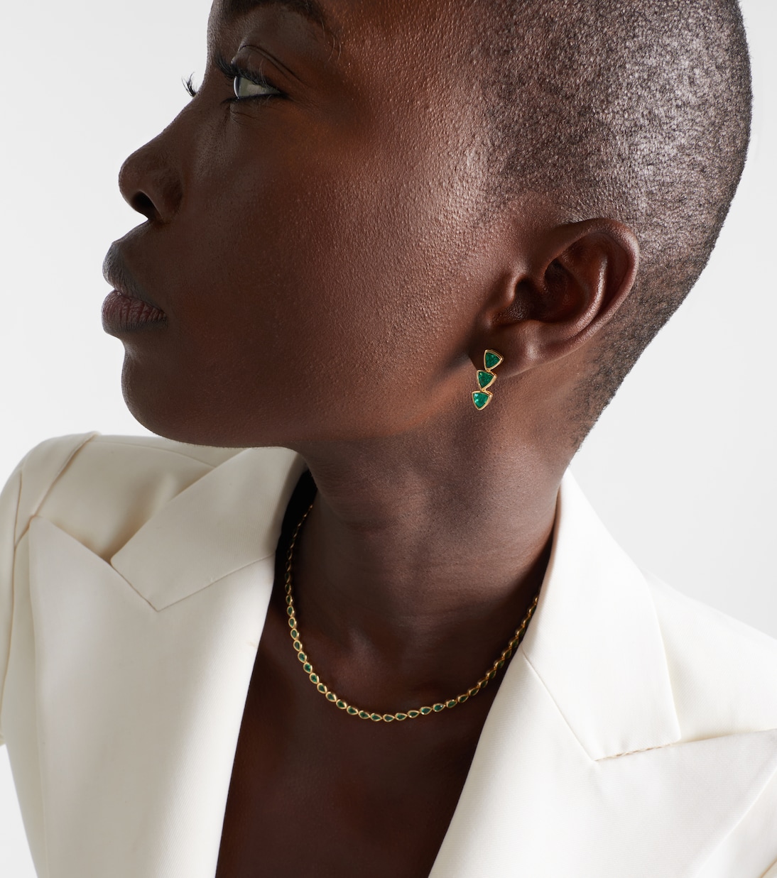 18kt gold drop earrings with emeralds | Anita Ko