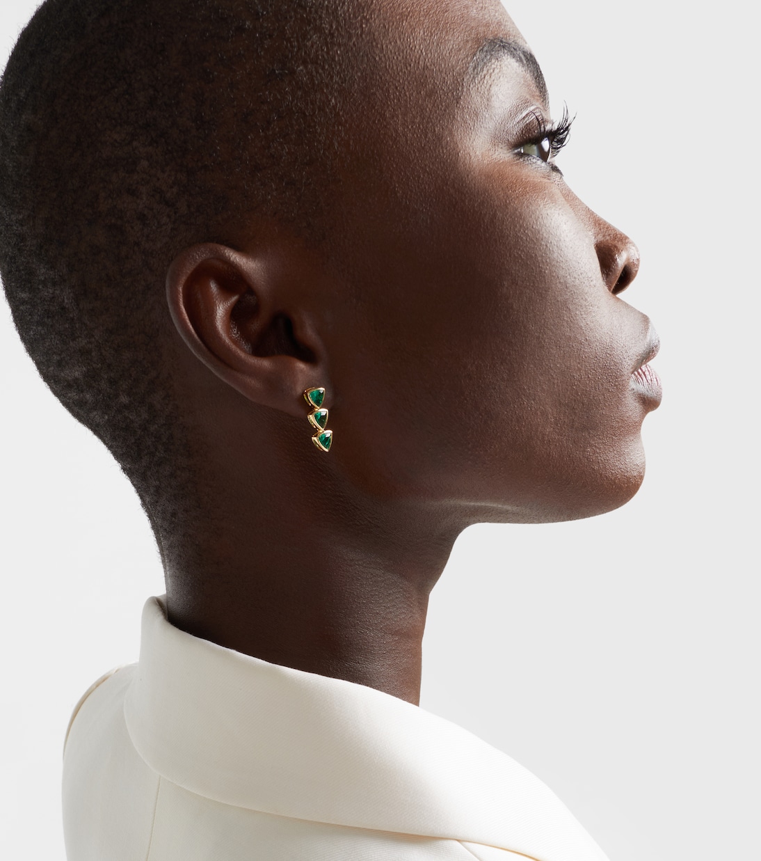 18kt gold drop earrings with emeralds | Anita Ko