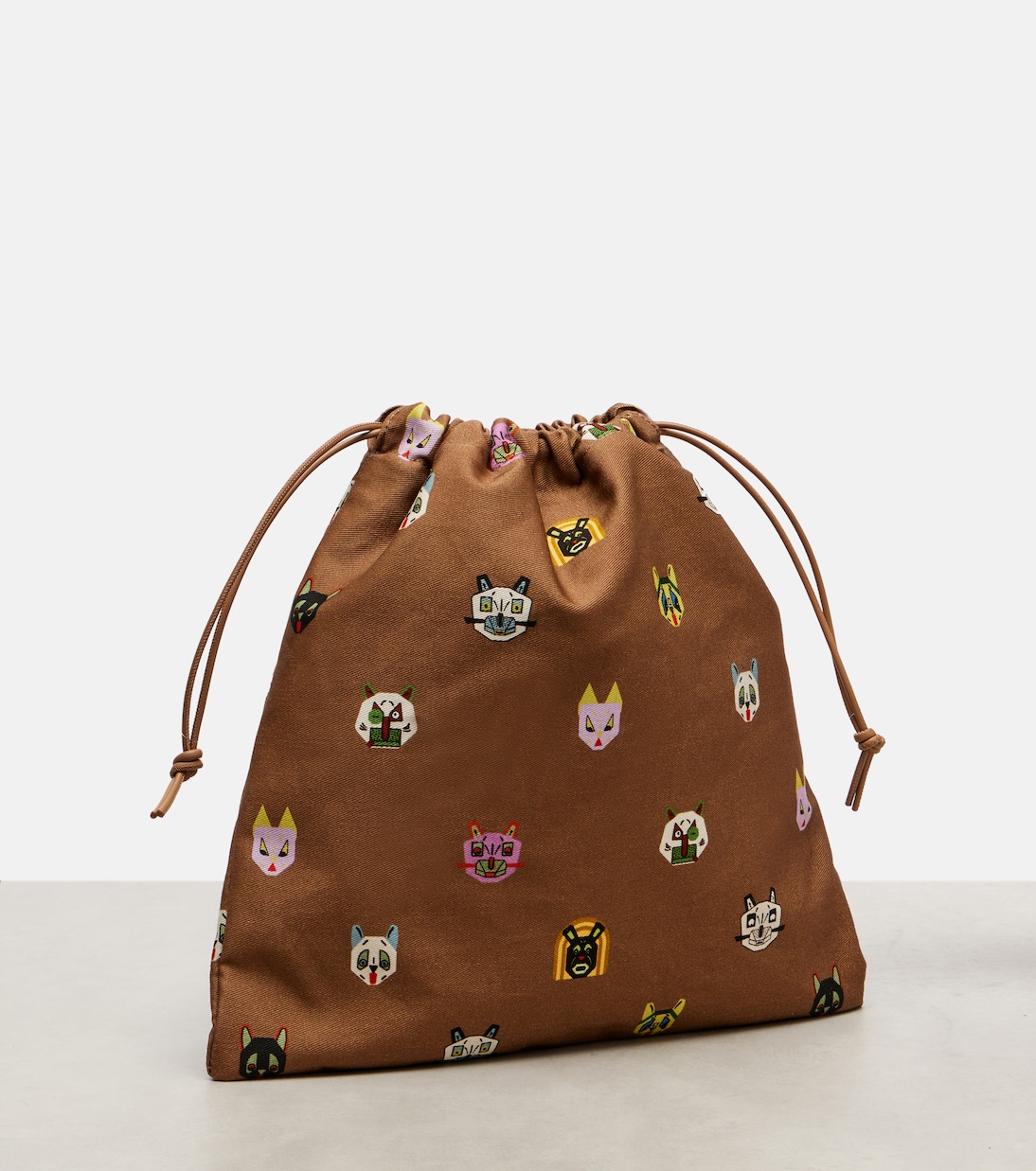 x Louis Wain leather-trimmed cotton pouch | Loewe