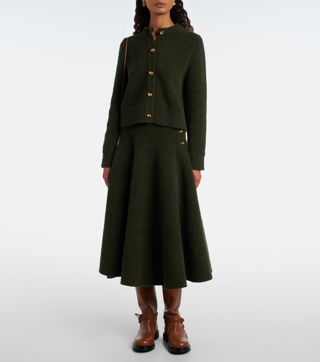 Falda midi Knot de punto bouclé | Bottega Veneta