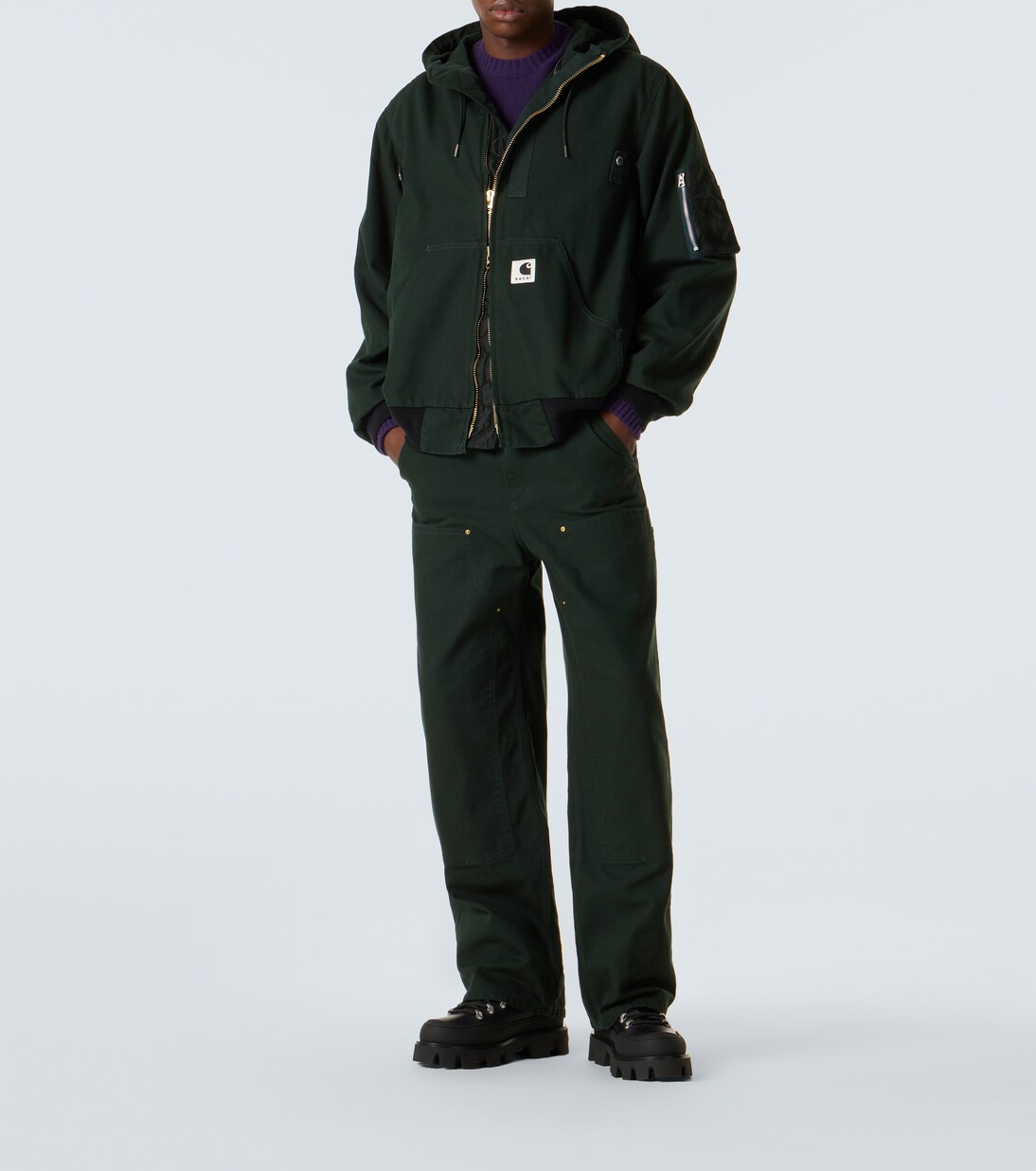x Carhatt - Giacca imbottita in cotone con cappuccio | Sacai