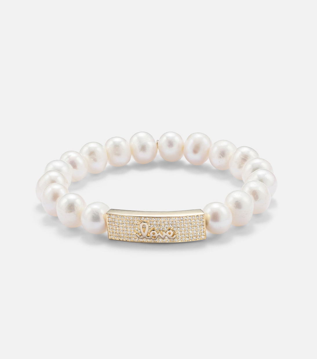 Armband aus Süßwasserperlen mit 14kt Gelbgold und Diamanten | Sydney Evan