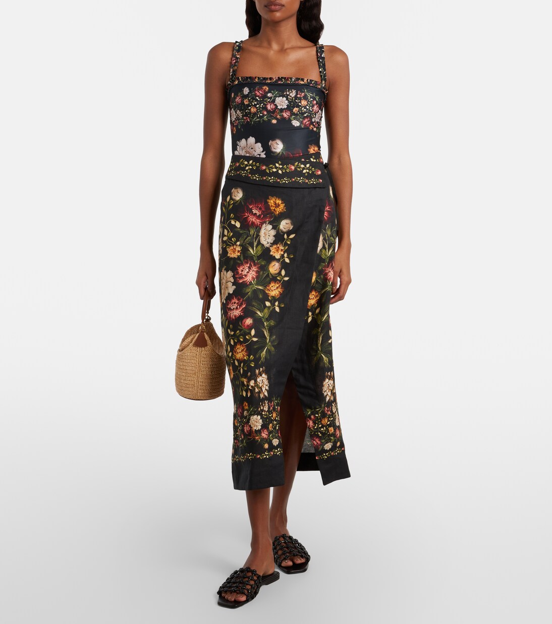 Tierra floral linen beach cover-up | Agua by Agua Bendita