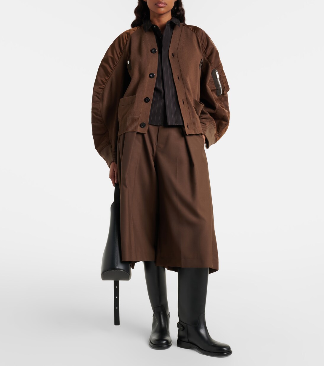 Cotton-blend and twill cardigan | Sacai