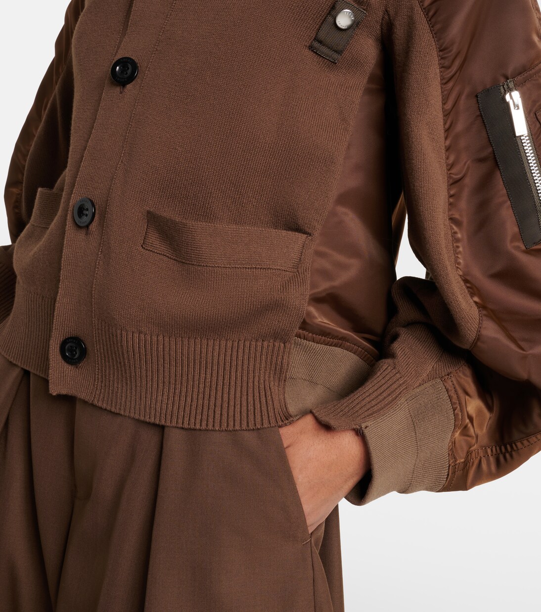 Cotton-blend and twill cardigan | Sacai