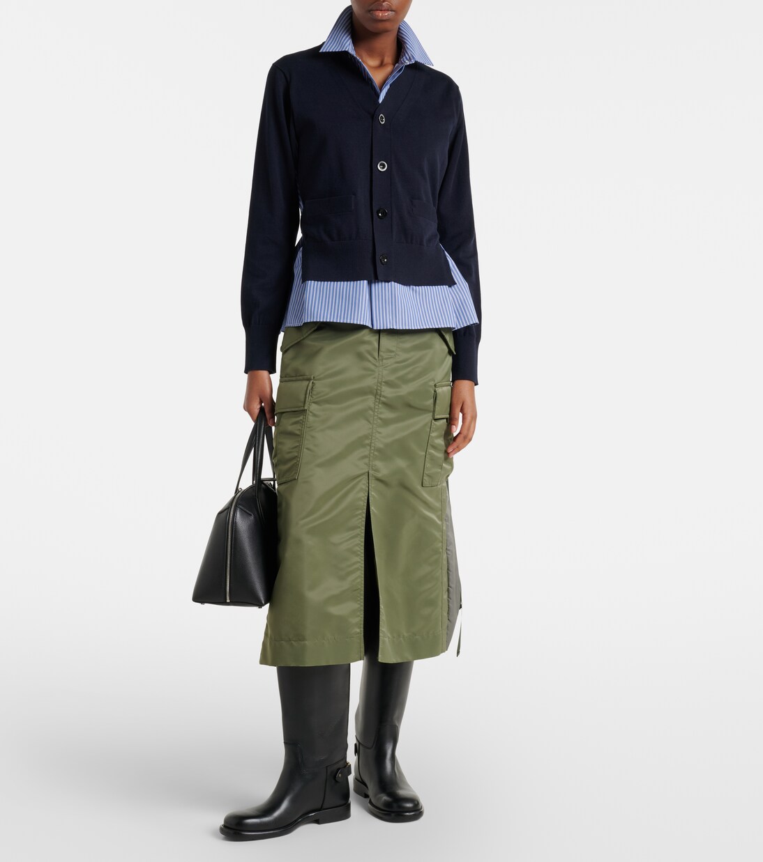 Layered striped cotton cardigan | Sacai