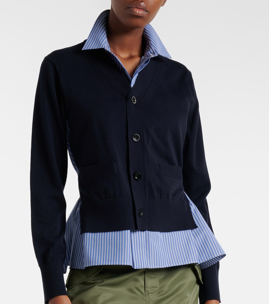 Layered striped cotton cardigan | Sacai