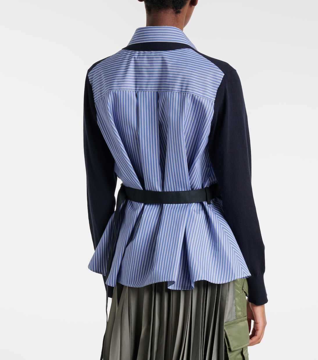 Layered striped cotton cardigan | Sacai