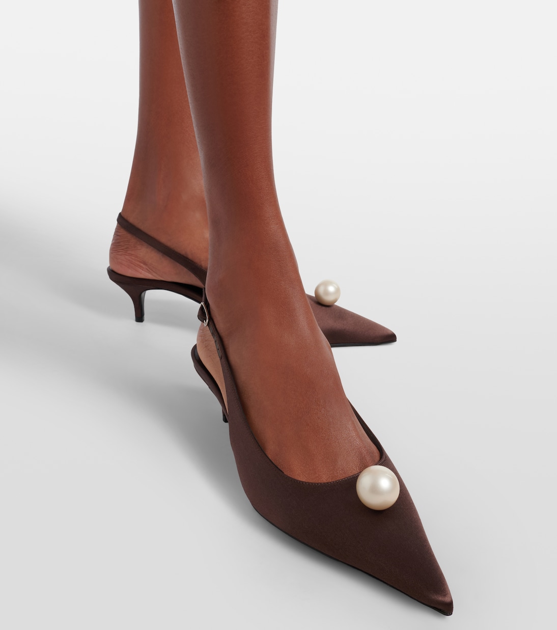 Embellished satin slingback pumps | Magda Butrym