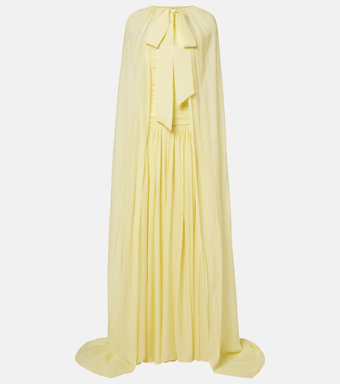 Butter Yellow draped caped gown | Là Fuori