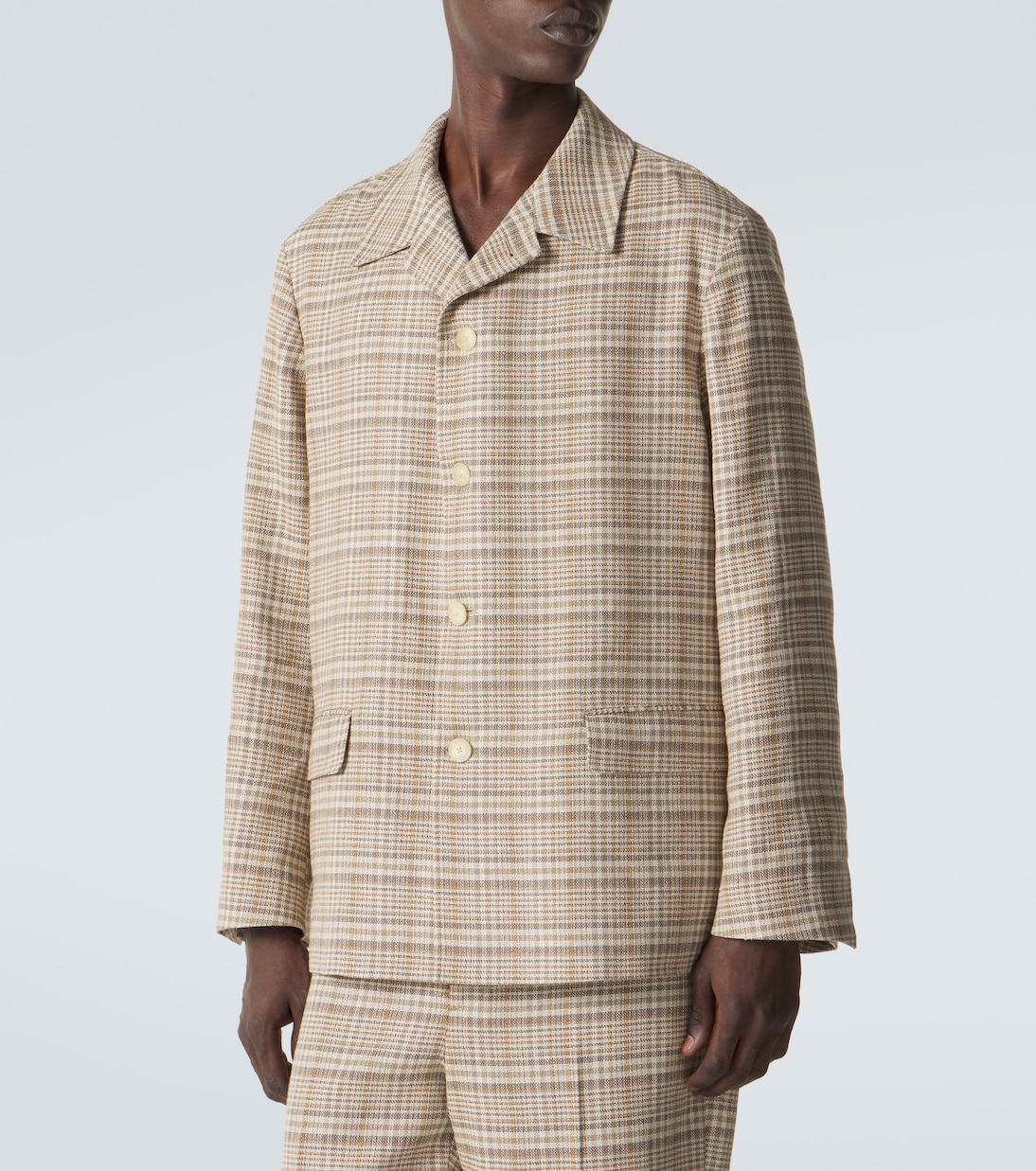Checked silk and linen tweed jacket | Auralee