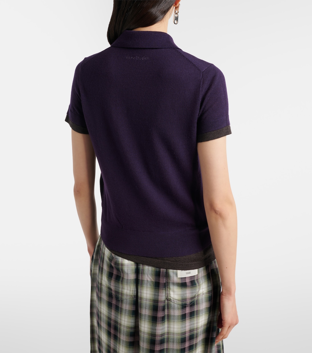 Checked layered wool polo sweater | Acne Studios
