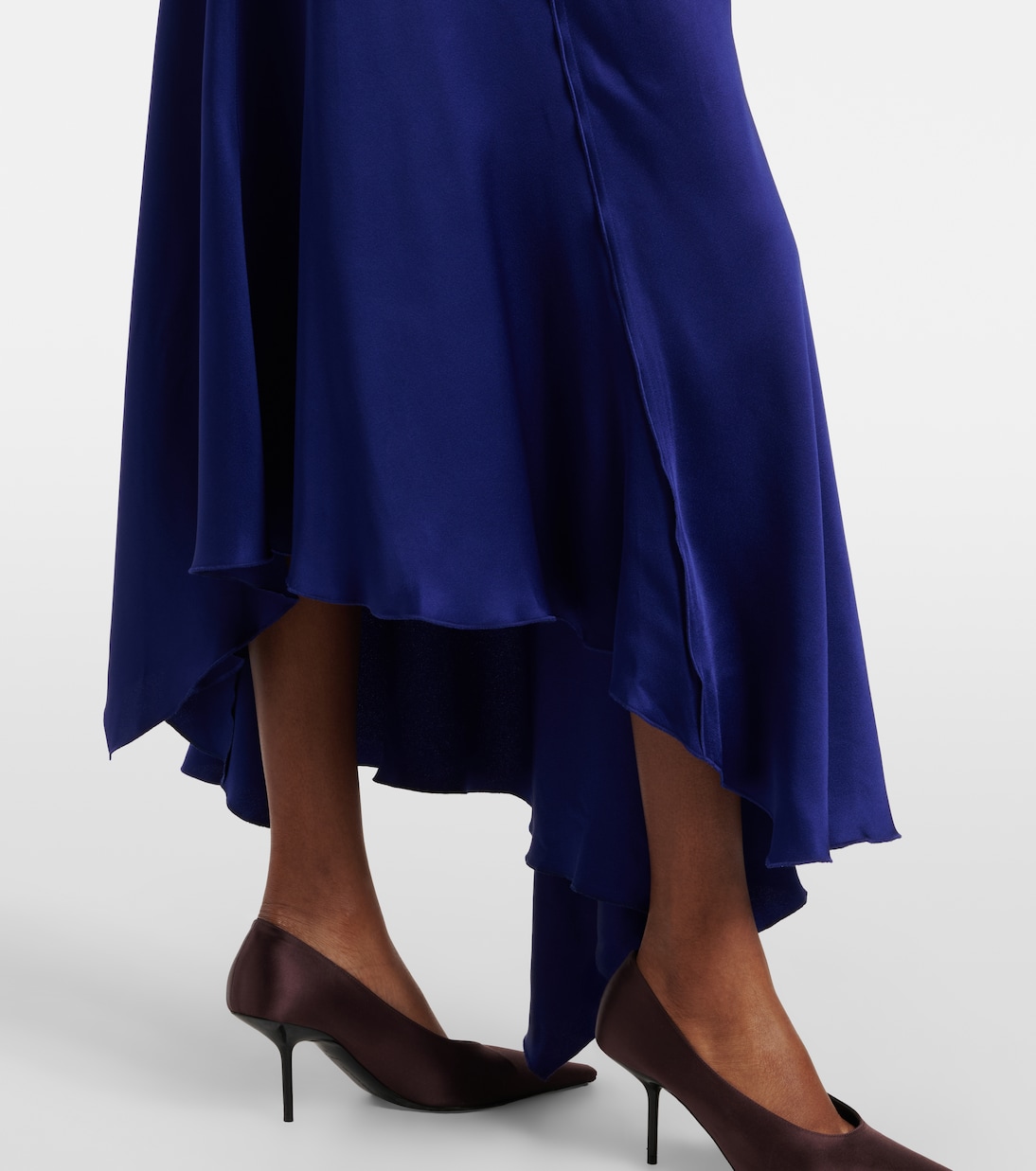 Draped asymmetric satin midi dress | Victoria Beckham