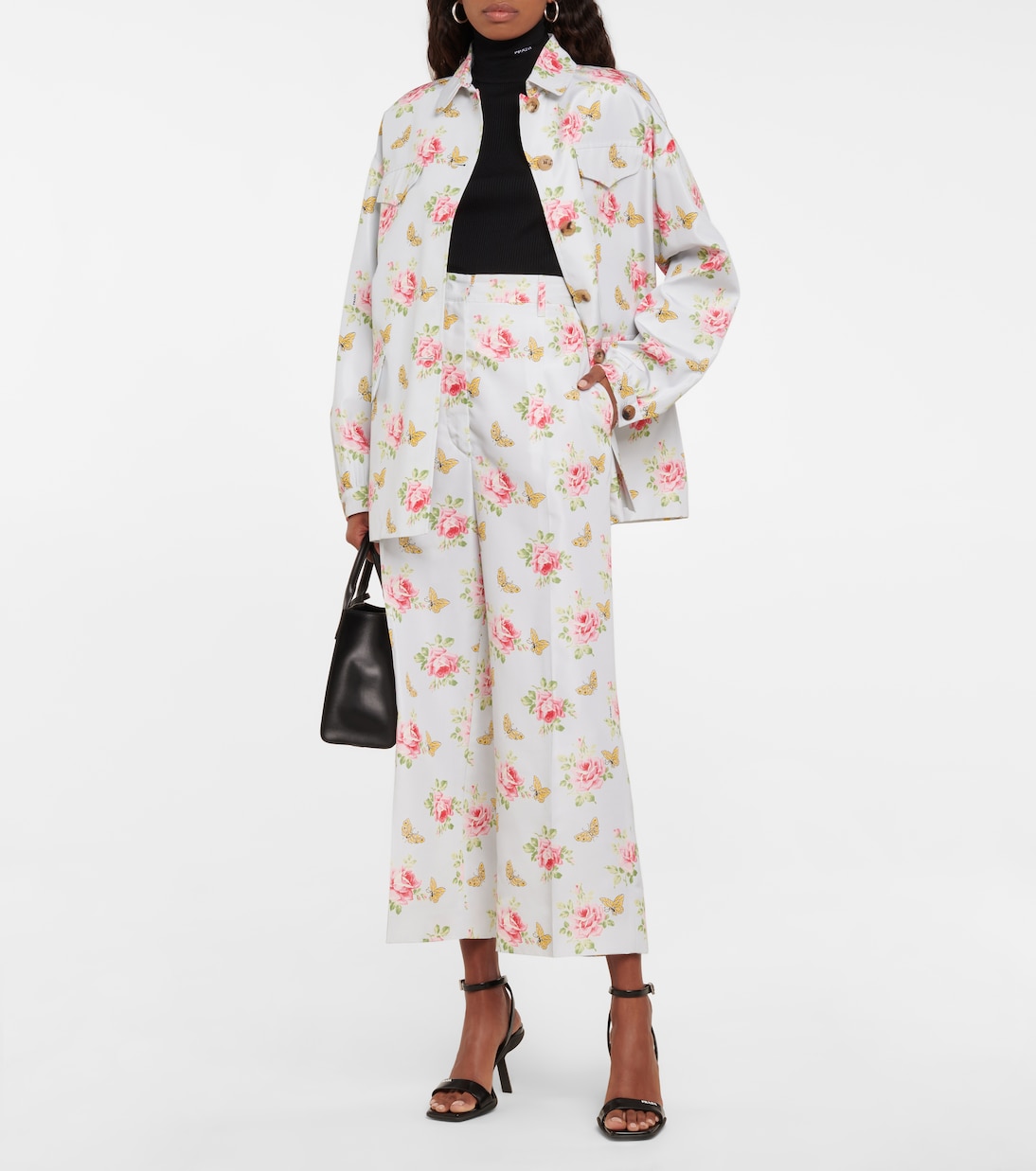 Pantalon imprimé en soie | Prada