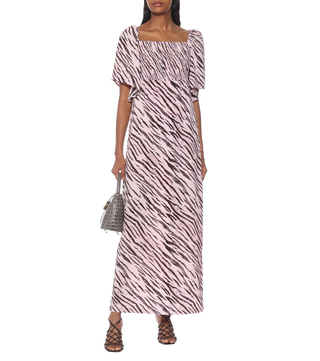 Robe longue Atena imprimée en crêpe | Baum und Pferdgarten