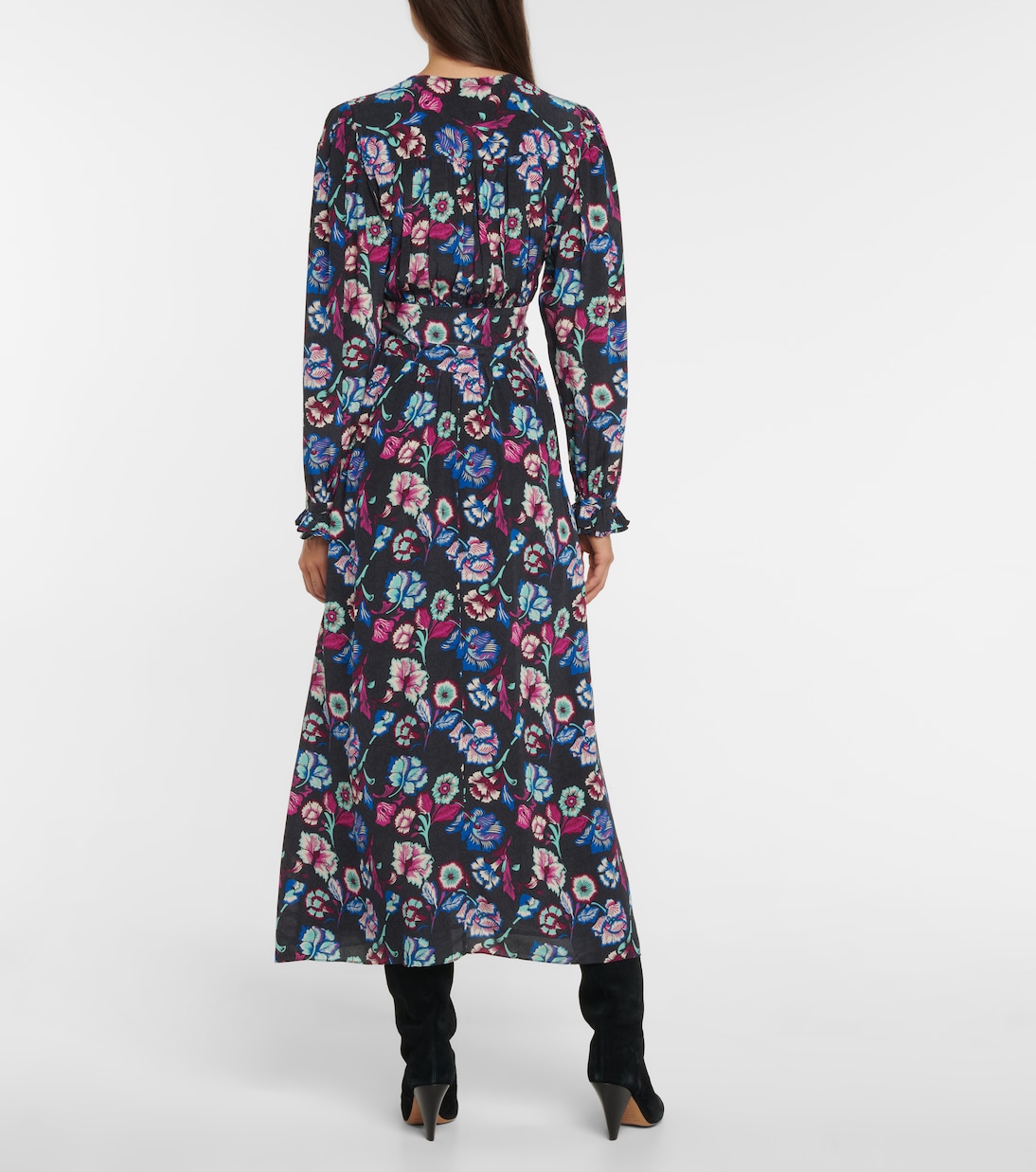 Vestido midi Moyrazia de seda floral | Isabel Marant