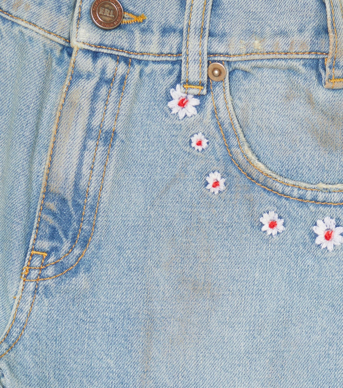 Jean droit brodé à fleurs | ERL Kids