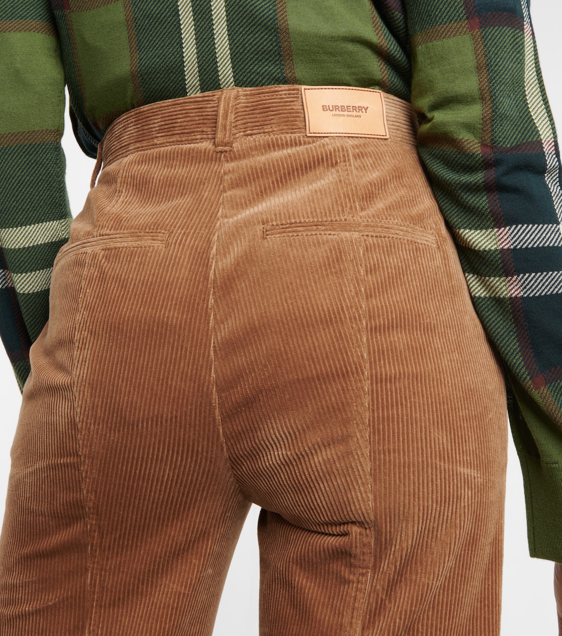 High rise corduroy pants in brown Burberry Mytheresa