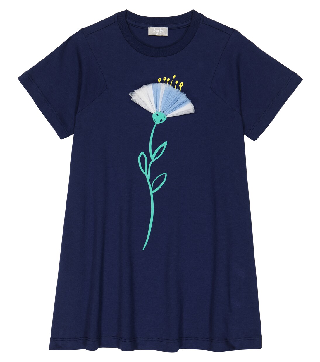 Abito T-shirt in cotone con stampa | Il Gufo