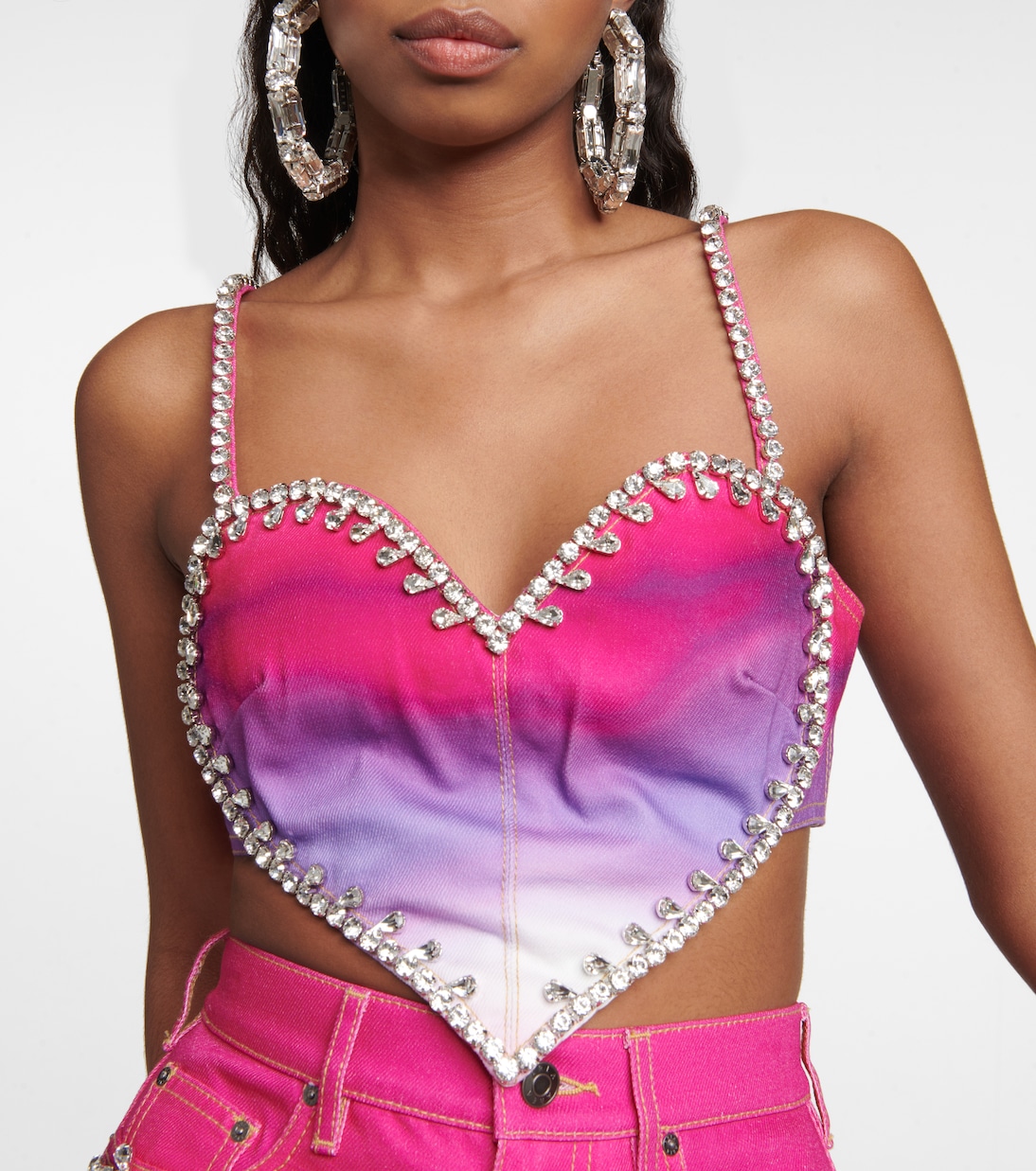 Top en denim con cristales | Area