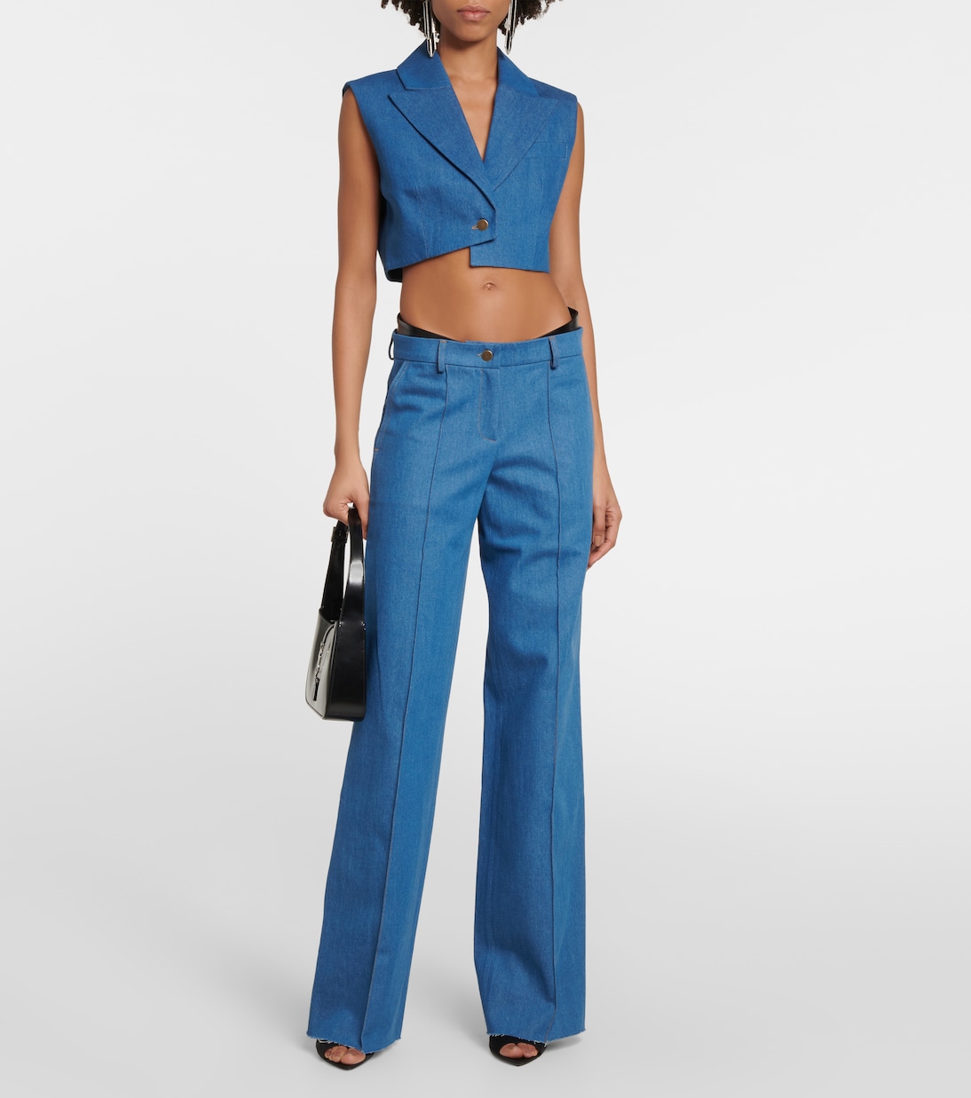 Veste sans manches raccourcie Ule en jean | Aya Muse