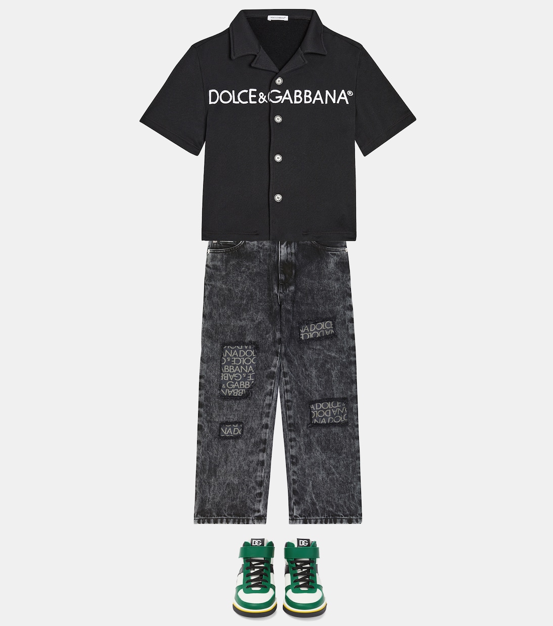 Camicia bowling in misto cotone con logo | Dolce&Gabbana Kids