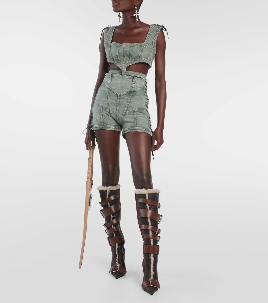 x KNWLS - Shorts di jeans a vita alta | Jean Paul Gaultier