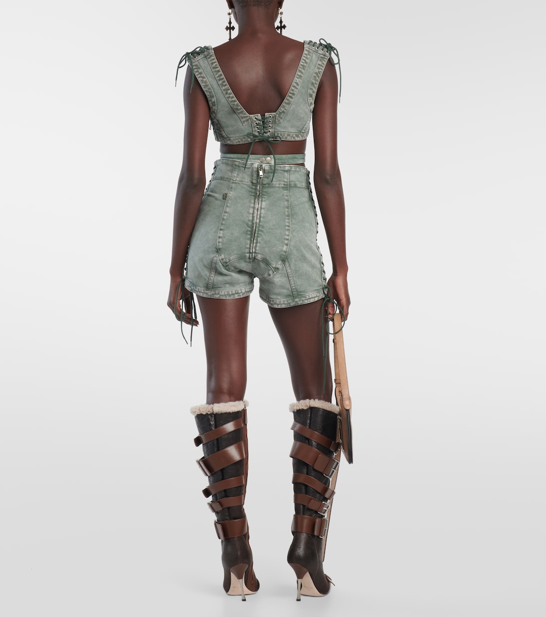 x KNWLS - Shorts di jeans a vita alta | Jean Paul Gaultier