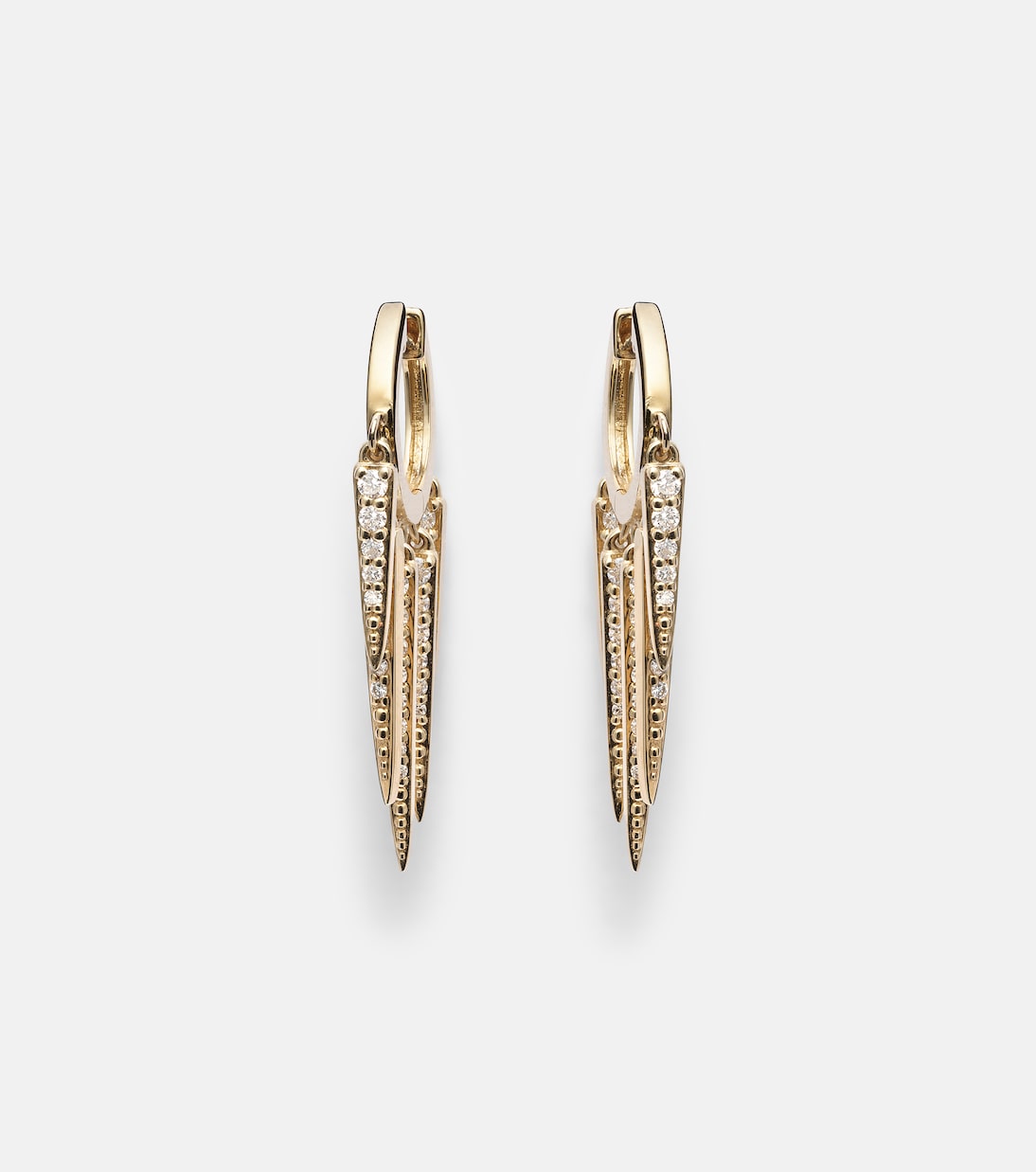 Orecchini a cerchio con diamanti in oro 14kt - Modello Huggie Fringe di Sydney Evan